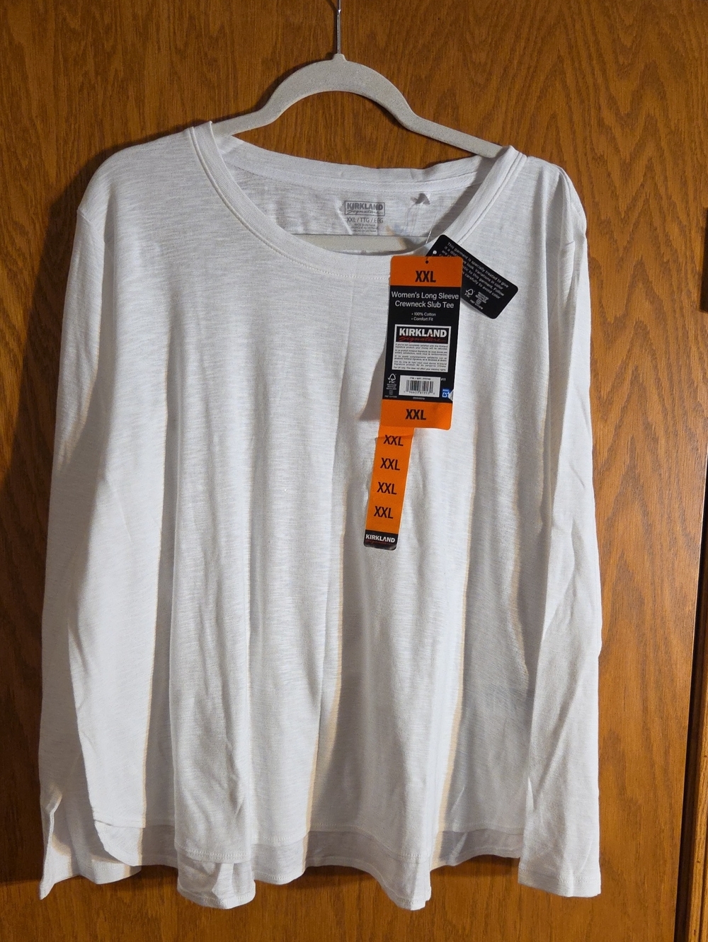NWT Kirkland Signature White Long Women's  Sleeve Crewneck Shirt - XXL